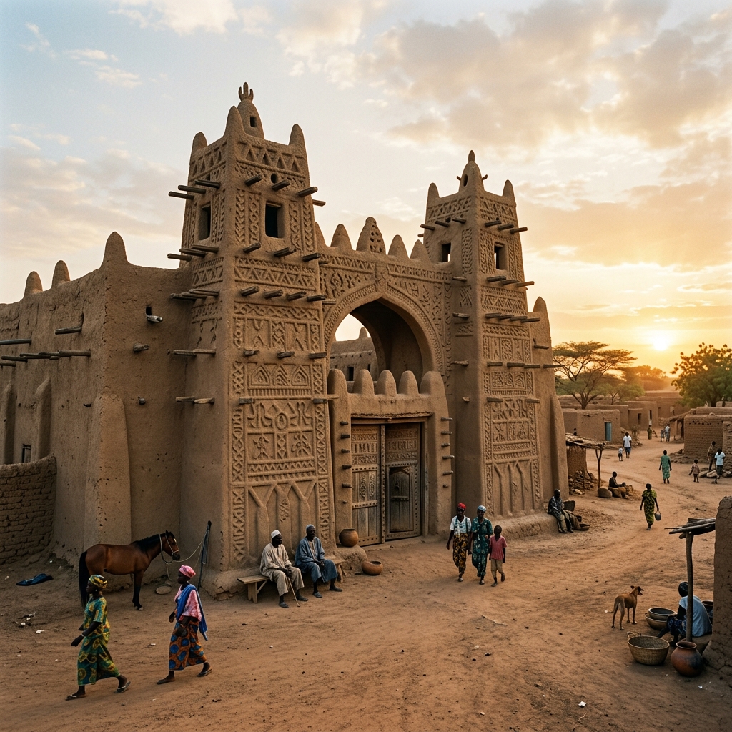 Traditional Sudanese-style palace walls, Paala Palace entrance
